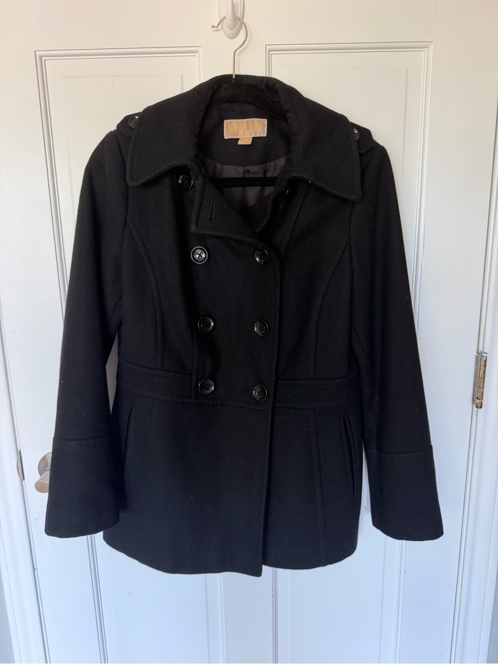 Classic Black Double-Breasted Women's Peacoat